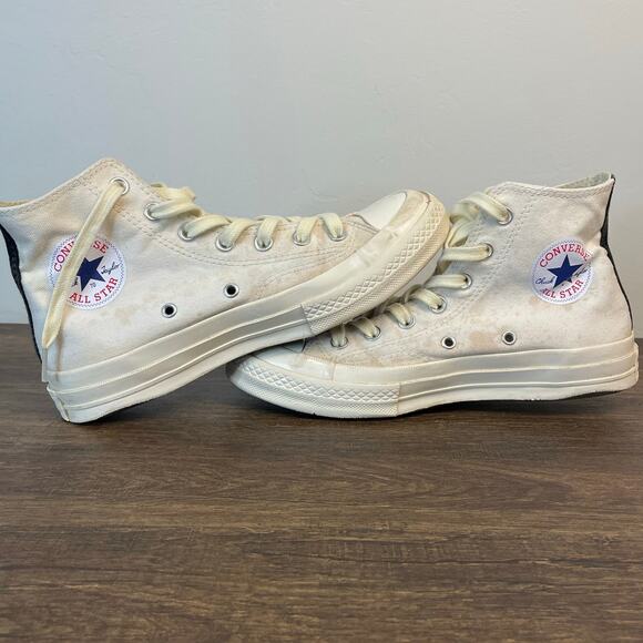 CDG Play Converse Chuck Taylor High Top White Red Heart Men's 6 Women's 8 - Picture 3 of 11